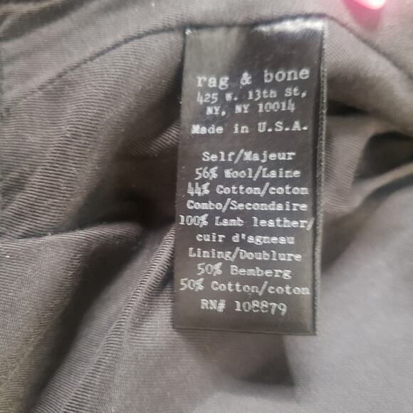 Rag & Bone Bowery Houndstooth wool convertible motorcycle jacket size 4 - Picture 8 of 9